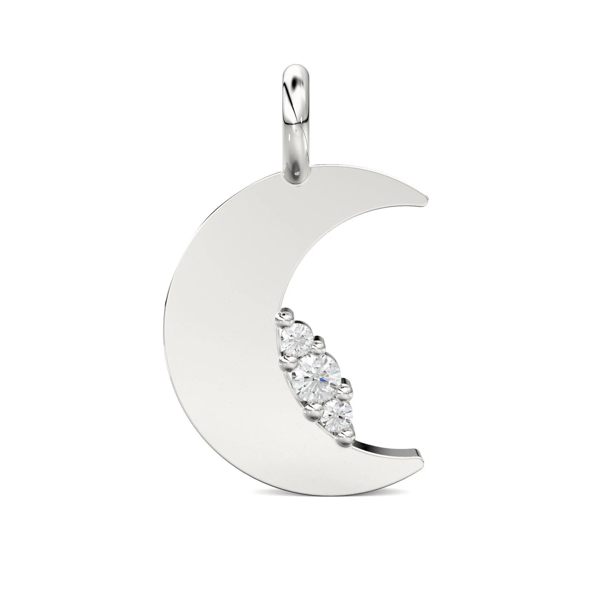 Moon Diamond Charm / 14k 18k Solid Gold Charm / Moon Charm / Moon Pendant / Gold Jewelry Supplies / Diamond Charm Finding / Sale