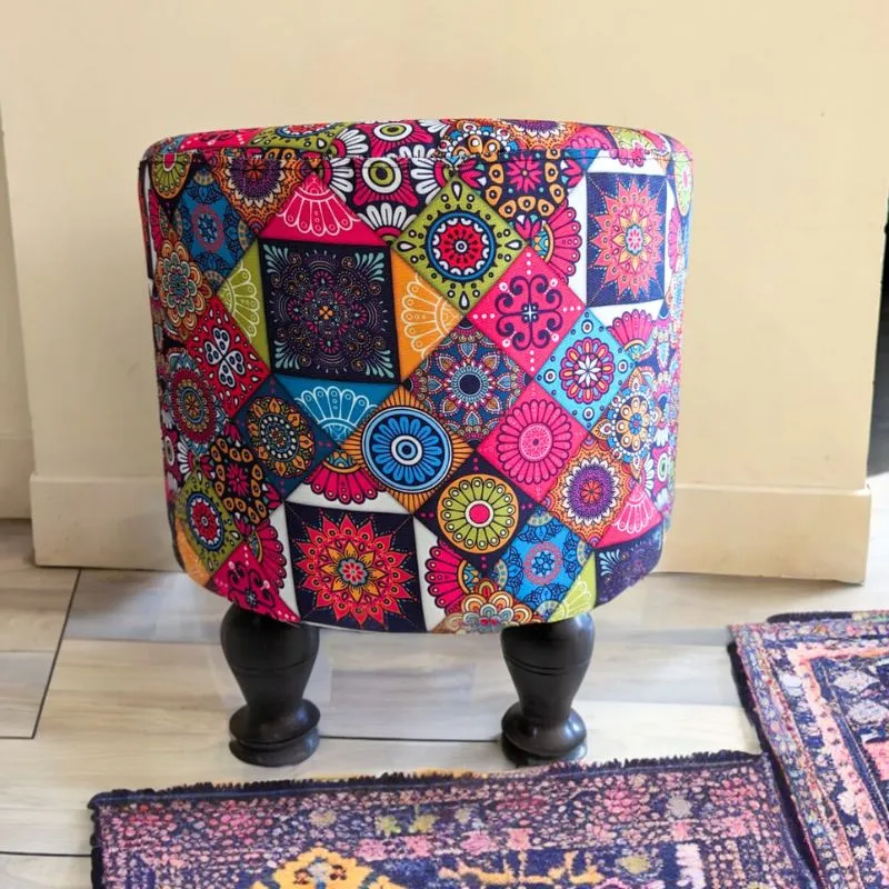Multi Pattern Wooden Stool