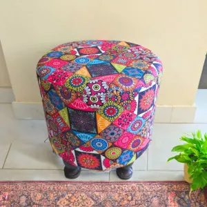 Multi Pattern Wooden Stool
