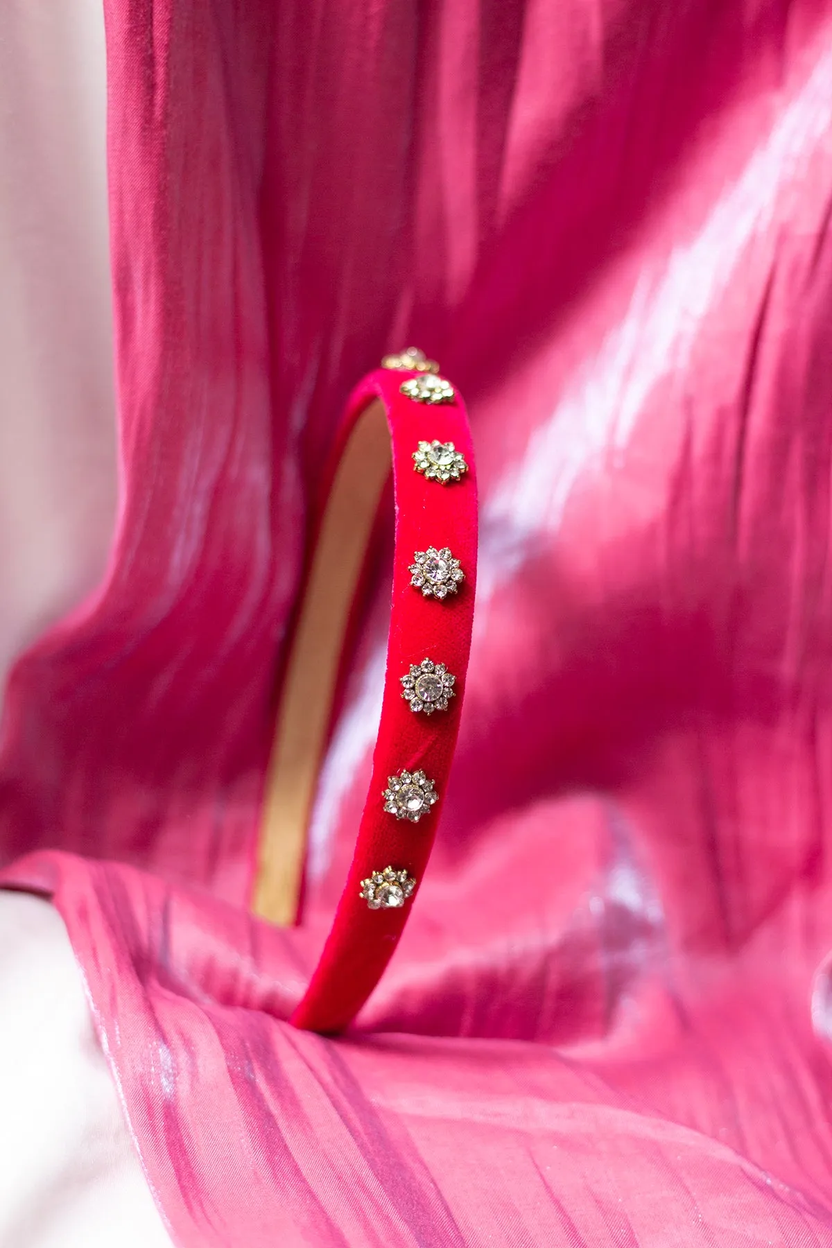 Narrow Velvet Gem Headband