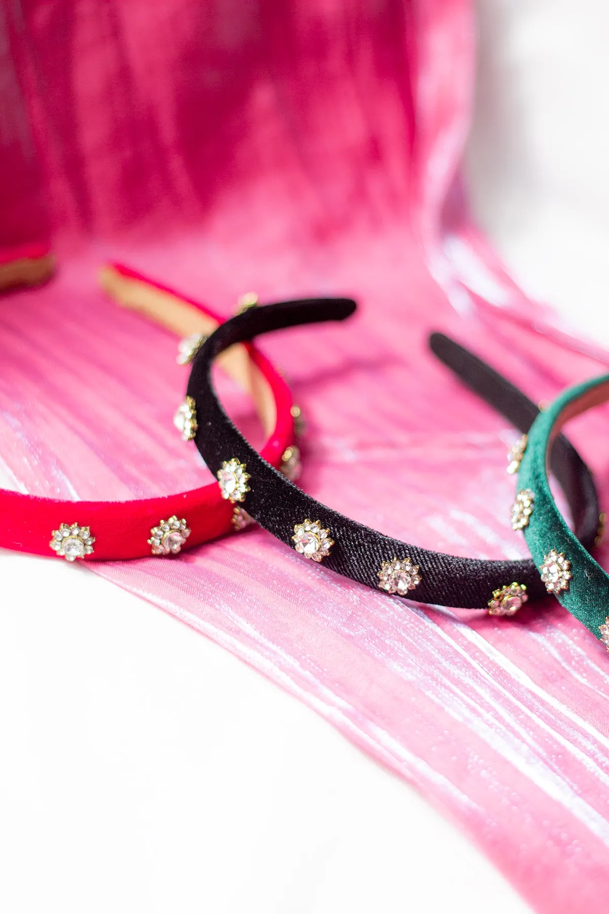 Narrow Velvet Gem Headband