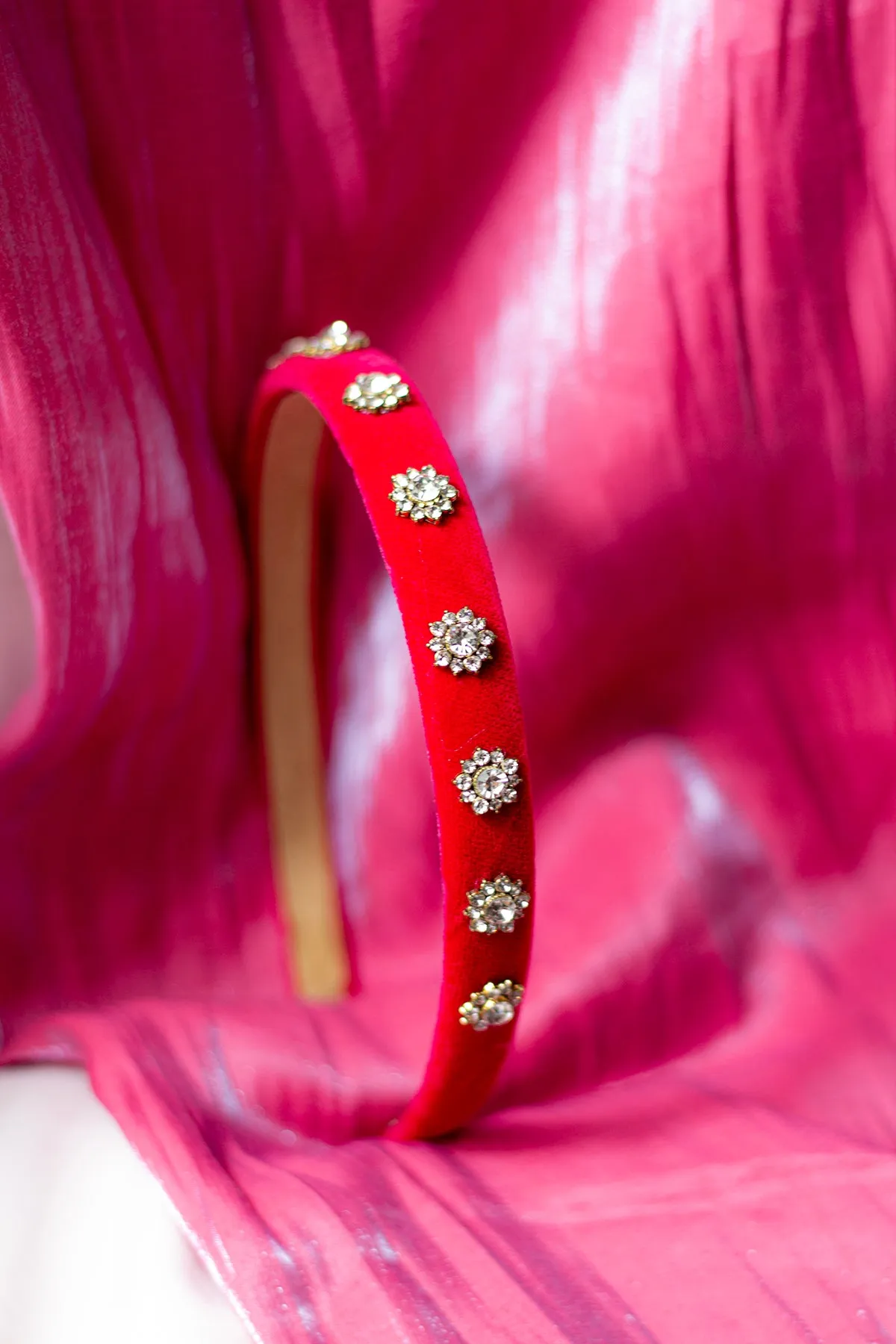 Narrow Velvet Gem Headband