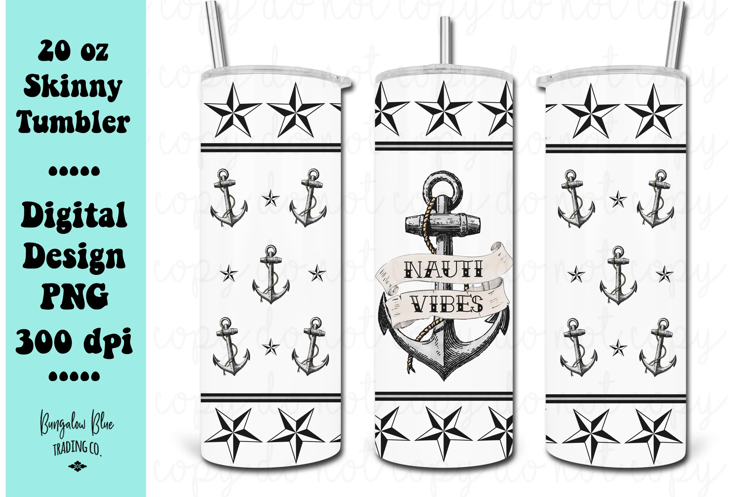 Nauti Vibes 20 oz Skinny Tumbler Wrap Digital Download