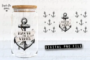 Nauti Vibes Glass Can Tumbler Wrap Digital Download