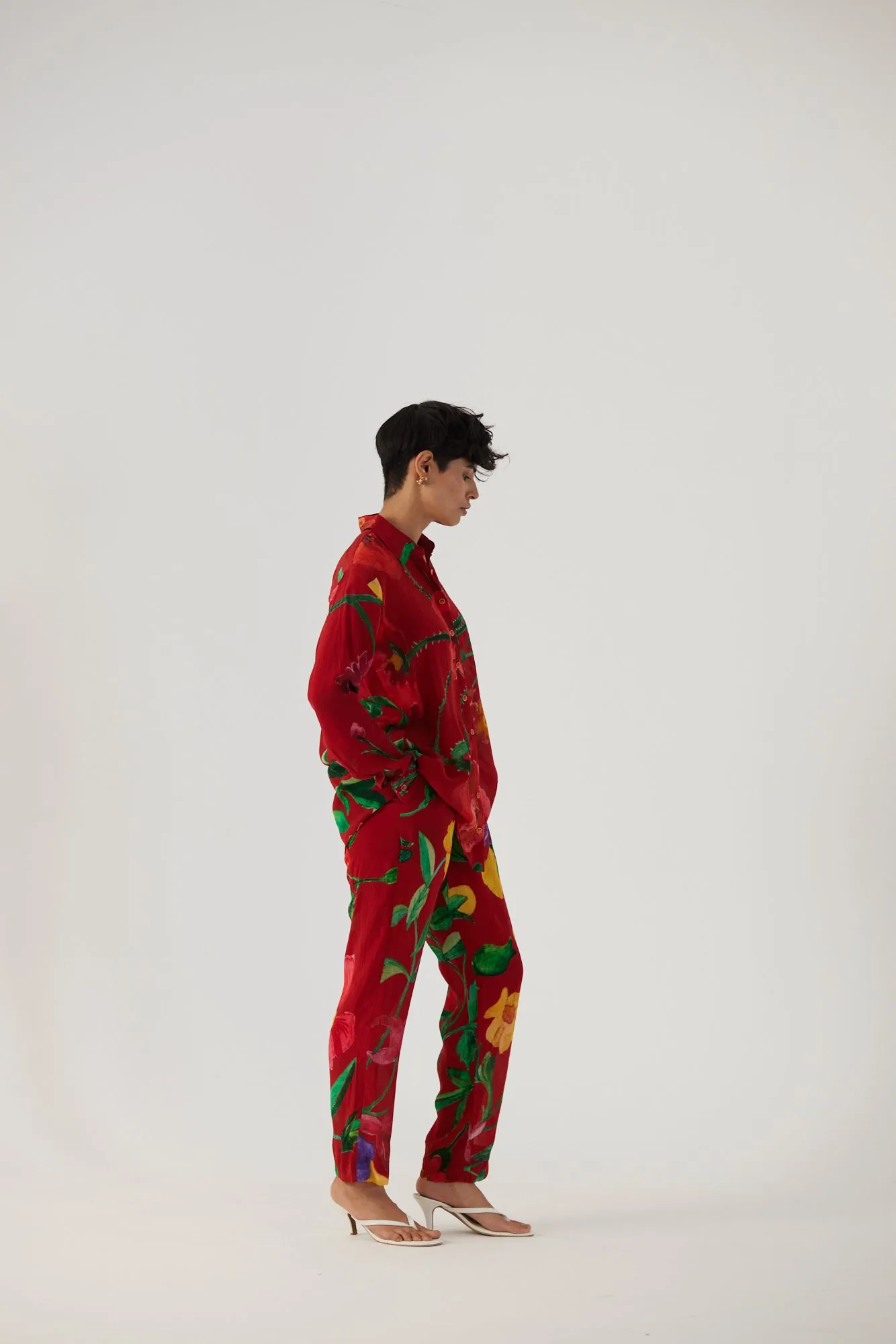New Season Fall 24/Summer 25-Coord Set Crepe Big Botanical Red-YAMBB09-Fashion Edit Yam