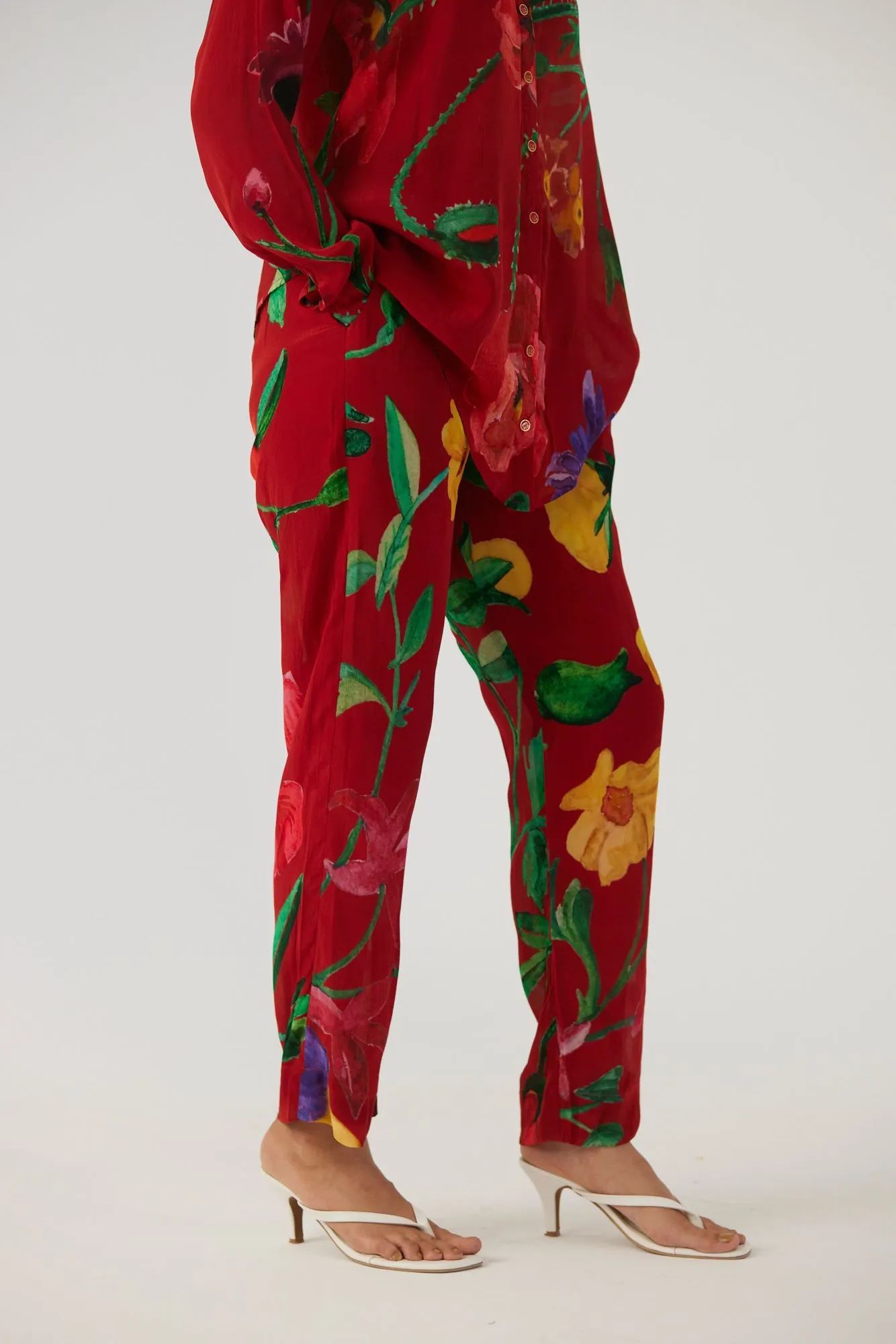 New Season Fall 24/Summer 25-Coord Set Crepe Big Botanical Red-YAMBB09-Fashion Edit Yam