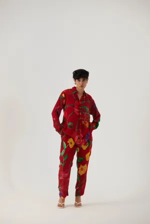 New Season Fall 24/Summer 25-Coord Set Crepe Big Botanical Red-YAMBB09-Fashion Edit Yam