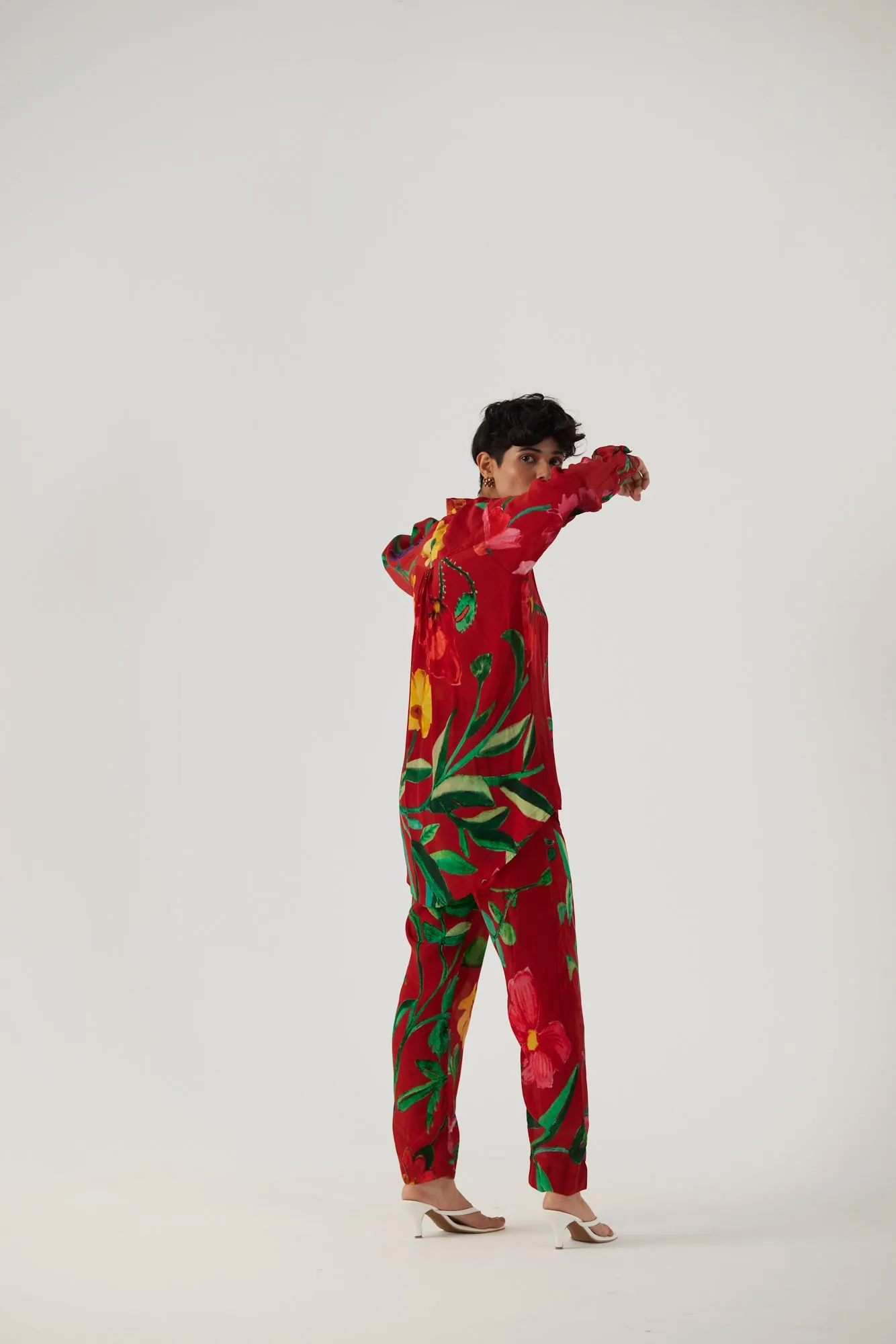 New Season Fall 24/Summer 25-Coord Set Crepe Big Botanical Red-YAMBB09-Fashion Edit Yam