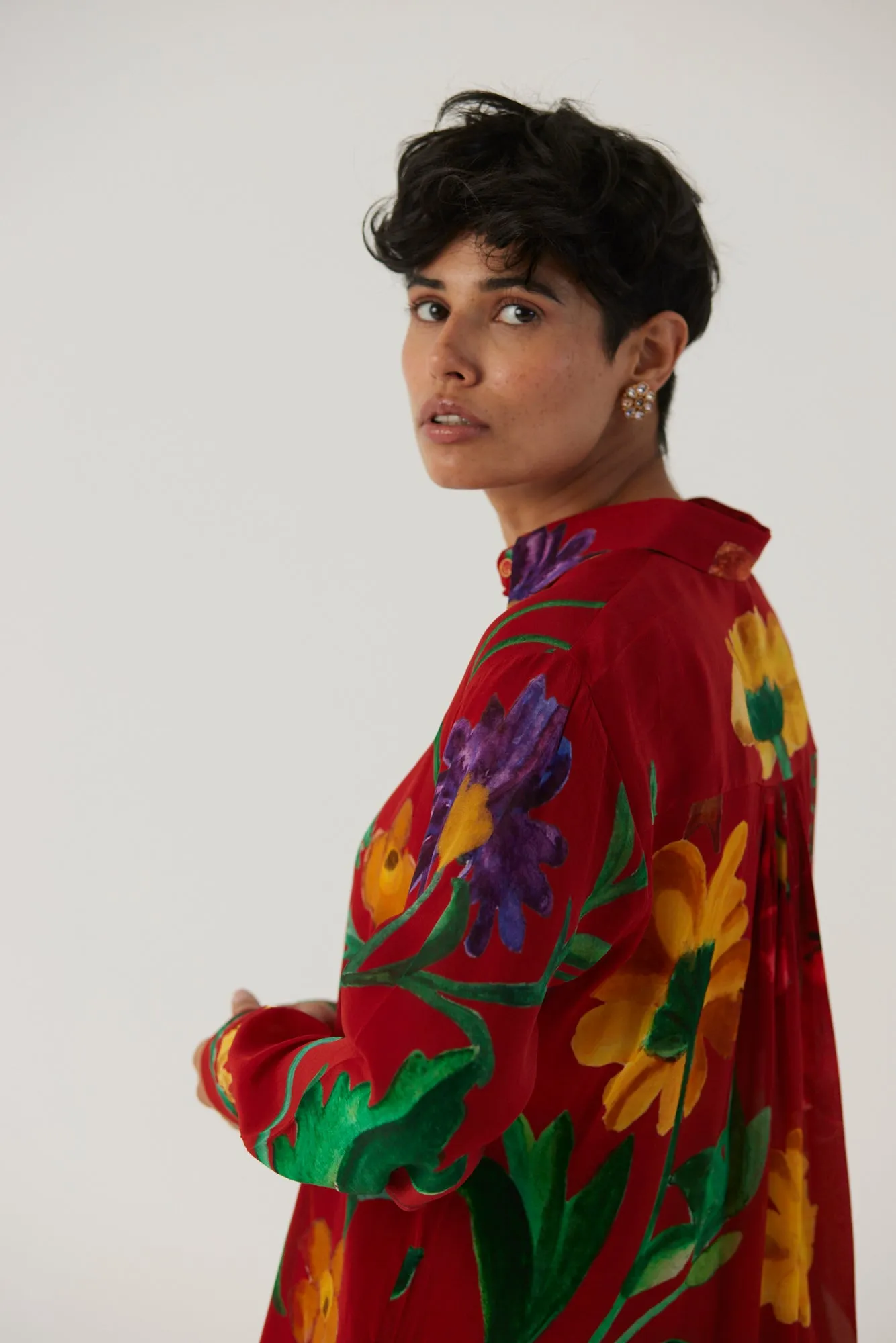 New Season Fall 24/Summer 25-Coord Set Crepe Big Botanical Red-YAMBB09-Fashion Edit Yam