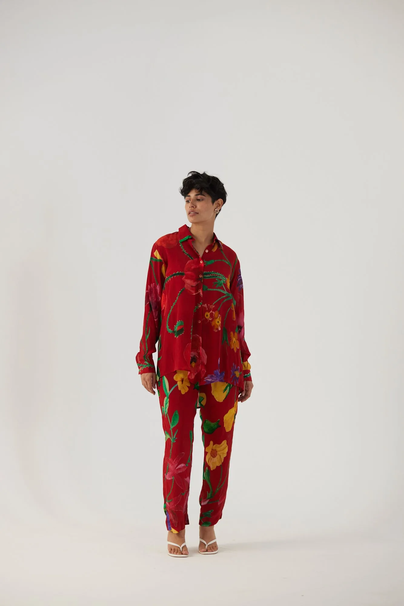 New Season Fall 24/Summer 25-Coord Set Crepe Big Botanical Red-YAMBB09-Fashion Edit Yam