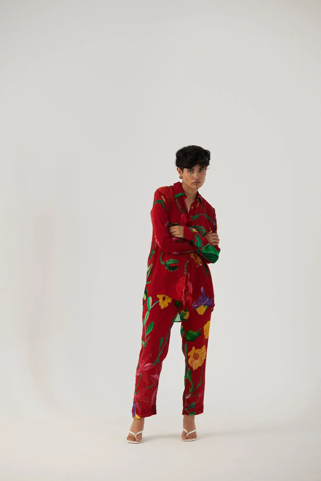 New Season Fall 24/Summer 25-Coord Set Crepe Big Botanical Red-YAMBB09-Fashion Edit Yam
