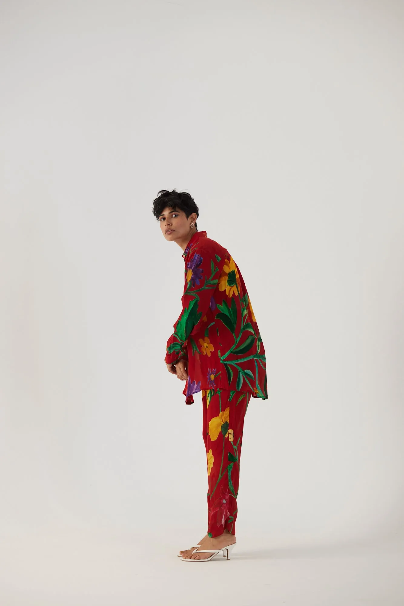 New Season Fall 24/Summer 25-Coord Set Crepe Big Botanical Red-YAMBB09-Fashion Edit Yam