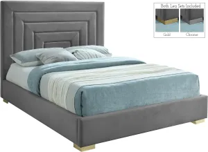 Nora Grey Velvet Queen Bed