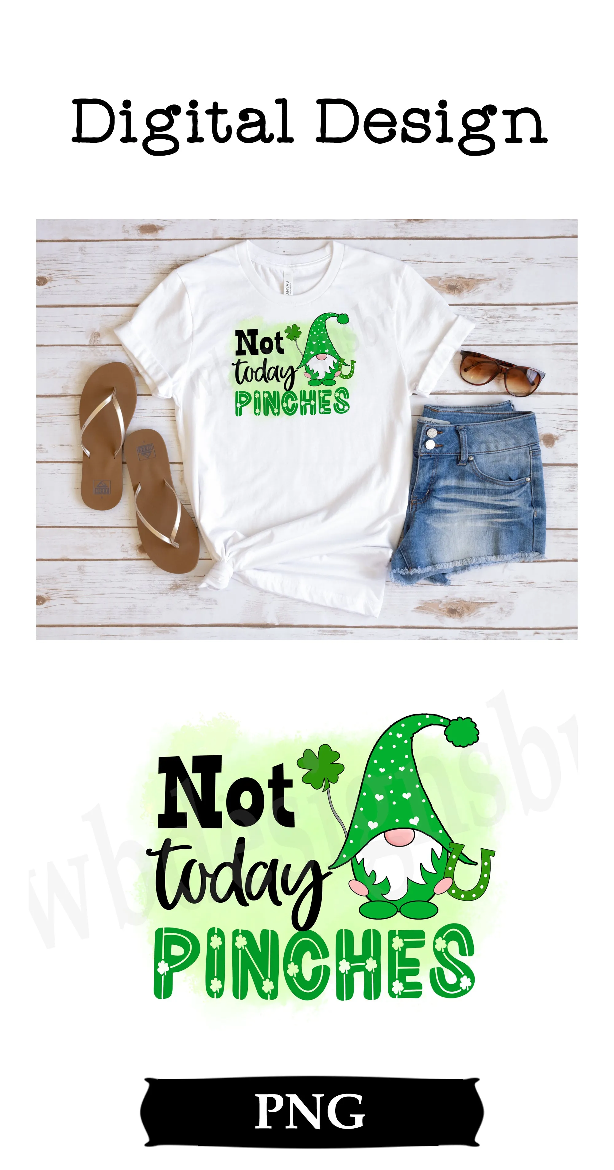 Not Today Pinches. Patrick's Day Gnome Digital Download