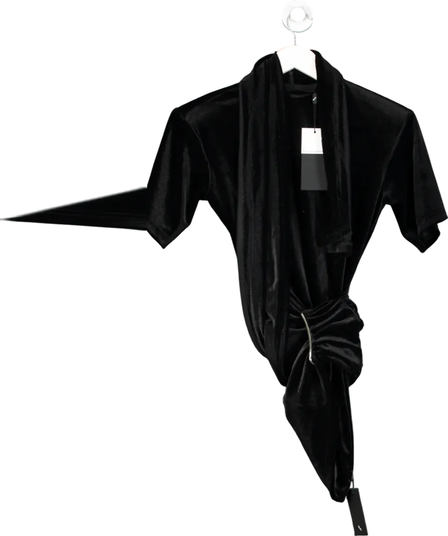 Noughts & Kisses Black Fallon Velvet Draped Mini Dress UK XS
