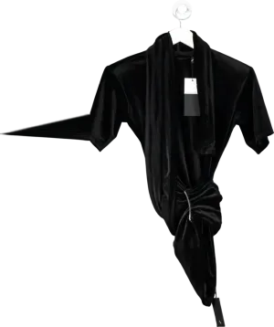 Noughts & Kisses Black Fallon Velvet Draped Mini Dress UK XS