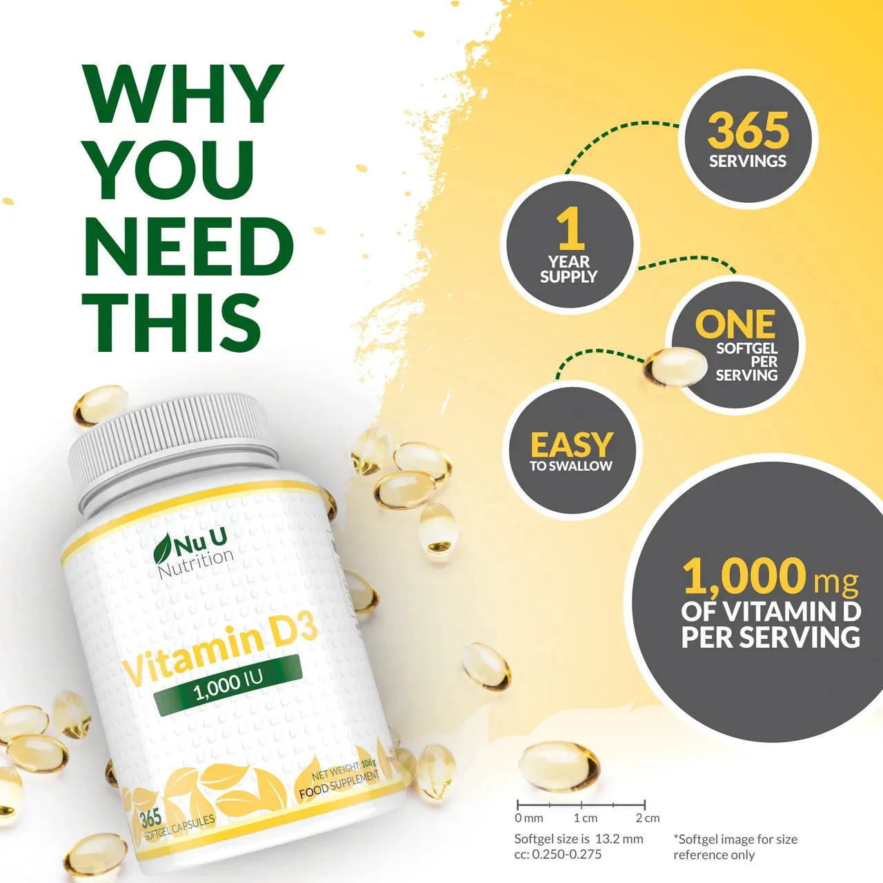 Nu U Nutrition Vitamin D3 1000IU