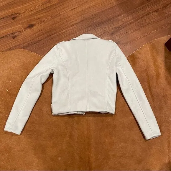 NWOT Powder Blue Suede Belted Moto Jacket