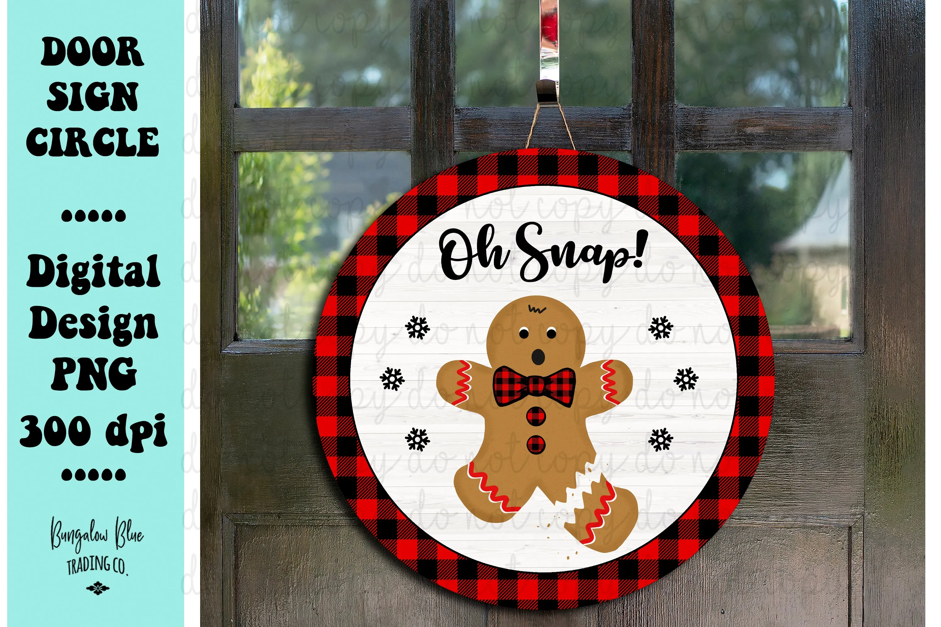 Oh Snap Gingerbread Man Round Sign Digital Design