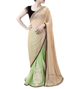 OLIVE GREEN AND BLACK SAREE
