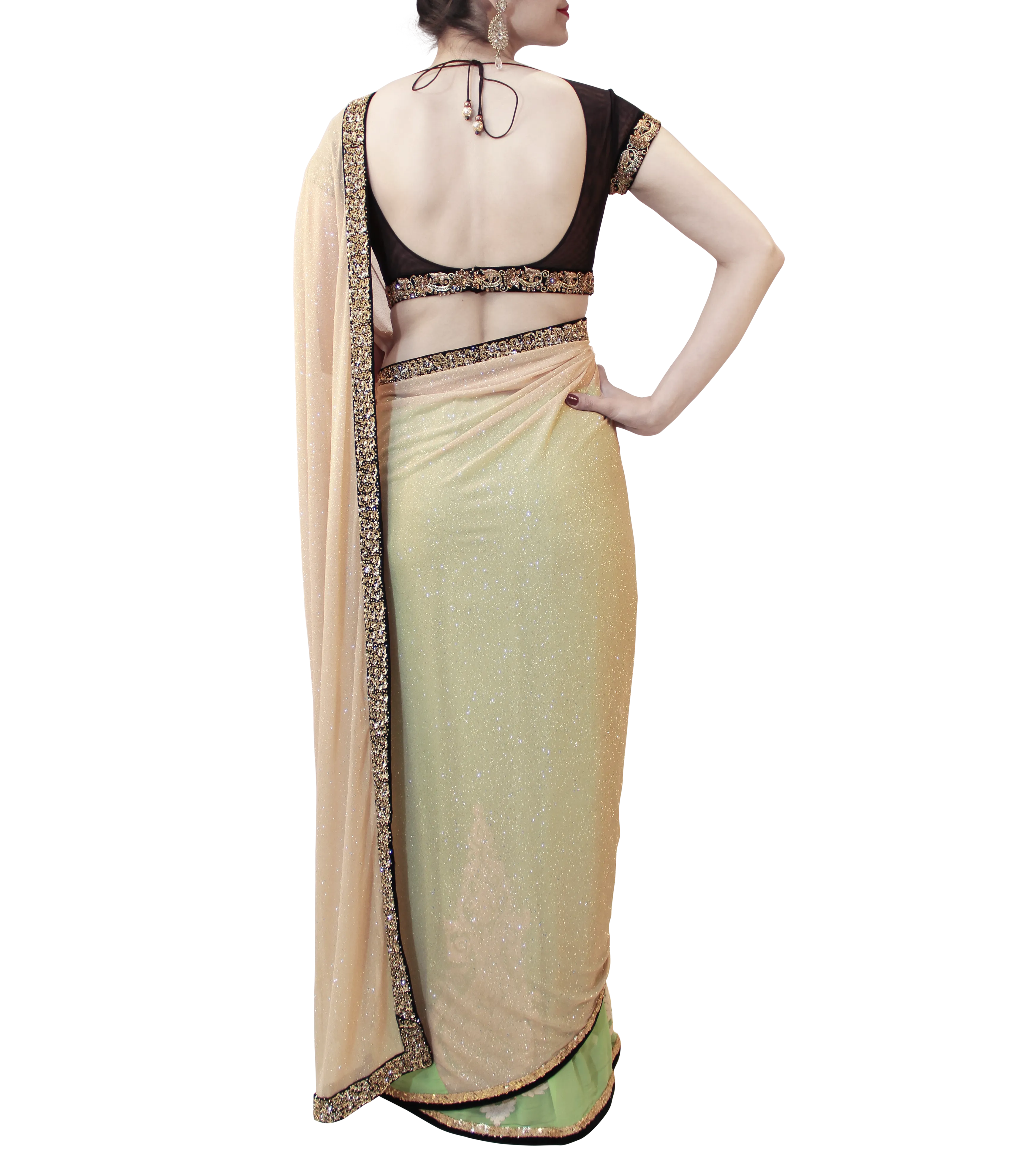 OLIVE GREEN AND BLACK SAREE