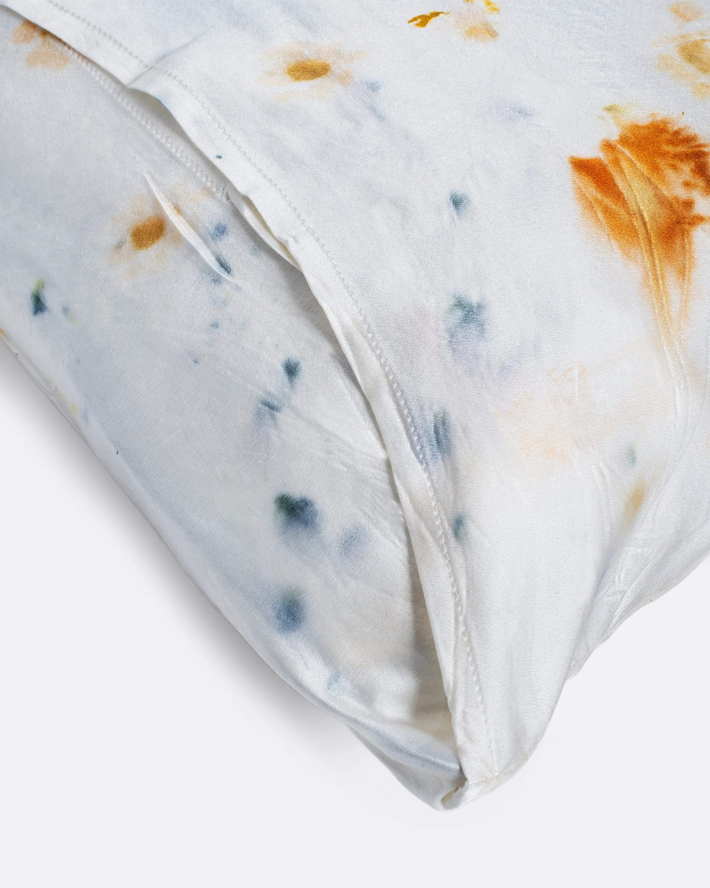 Orange Botanical Silk Pillowcase