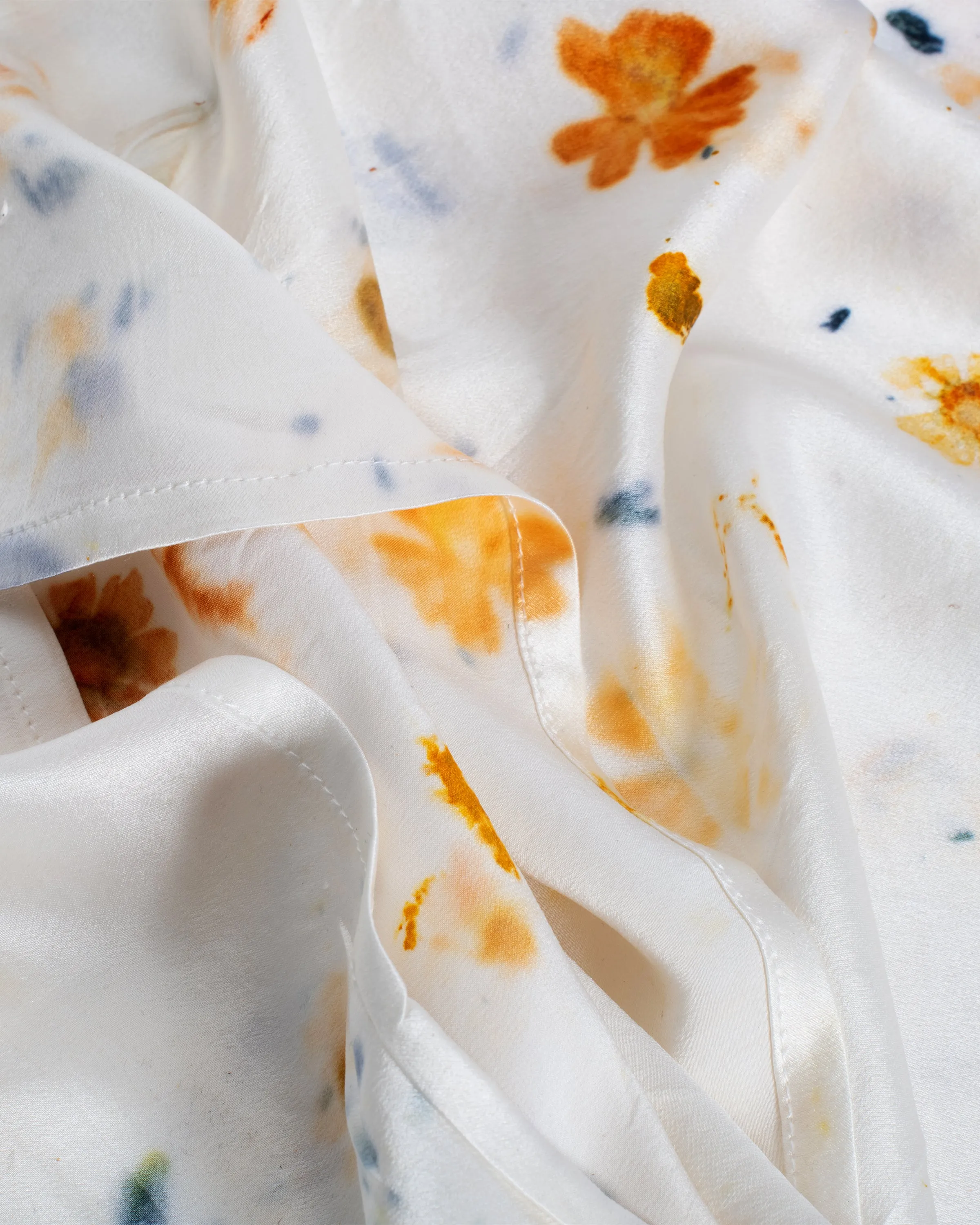 Orange Botanical Silk Pillowcase