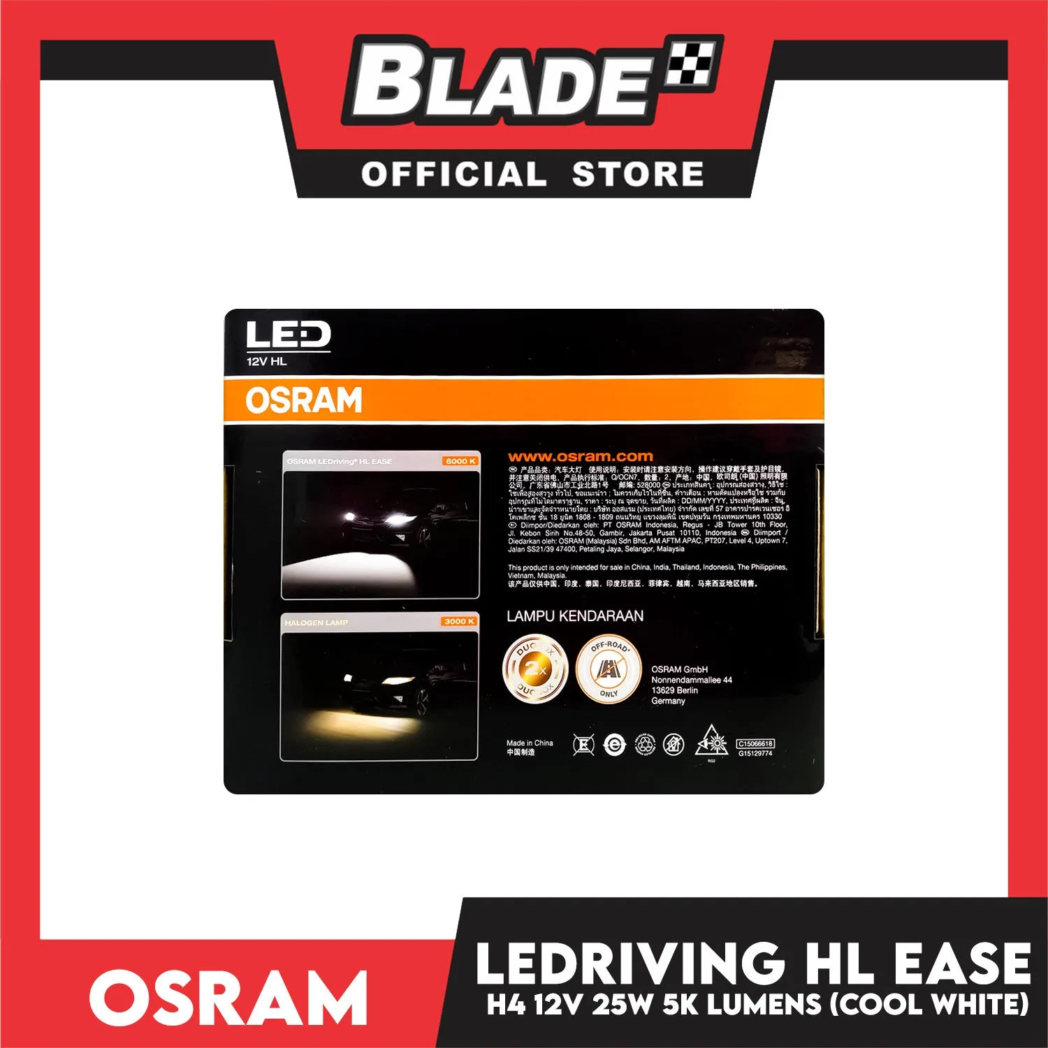 Osram LEDRIVING HL EASE 5000lm 6000k 12V 25W H4 F6204CW (Cool White)