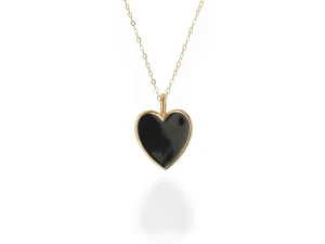 Oversize Black Enamel Heart Charm