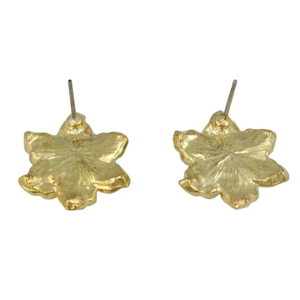 Pale Pink Enamel with Crystals Flower Pierced Earring - REE909LP