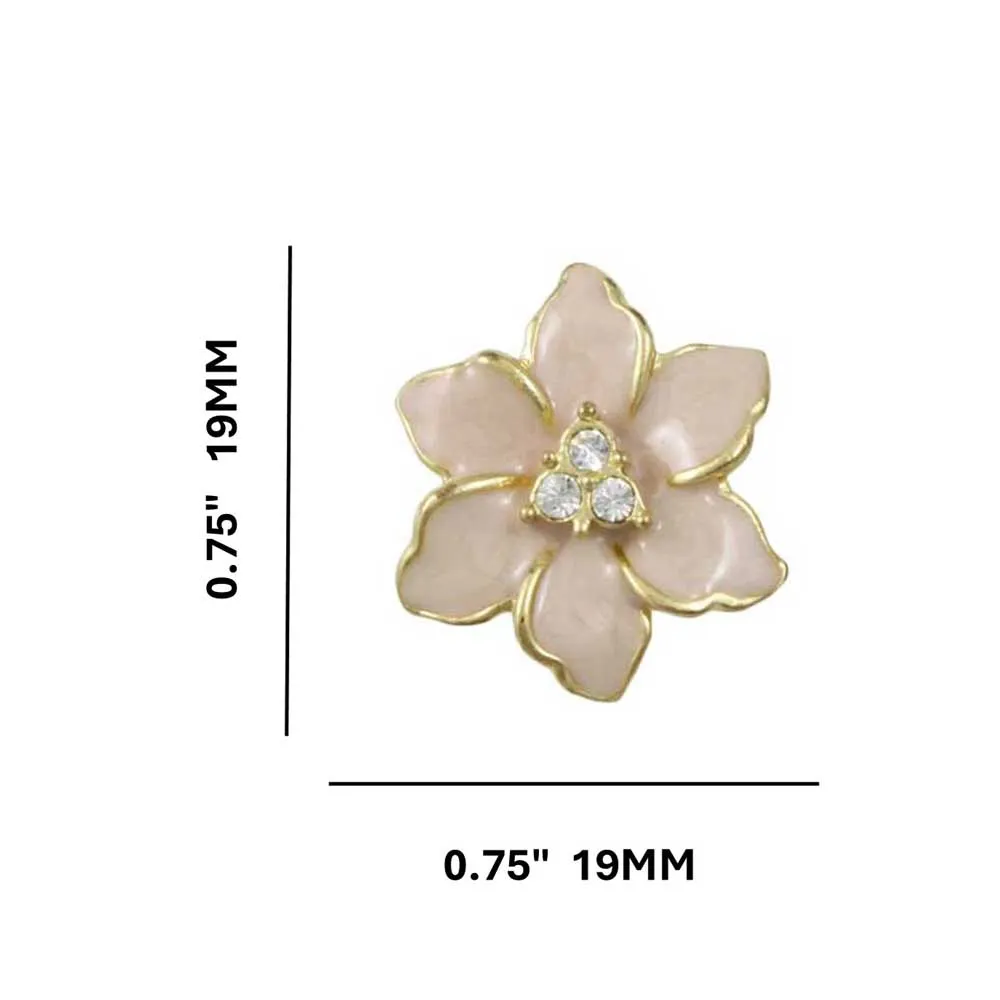 Pale Pink Enamel with Crystals Flower Pierced Earring - REE909LP