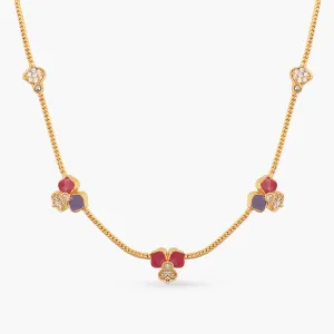 Pansy Floral CZ Simple Necklace