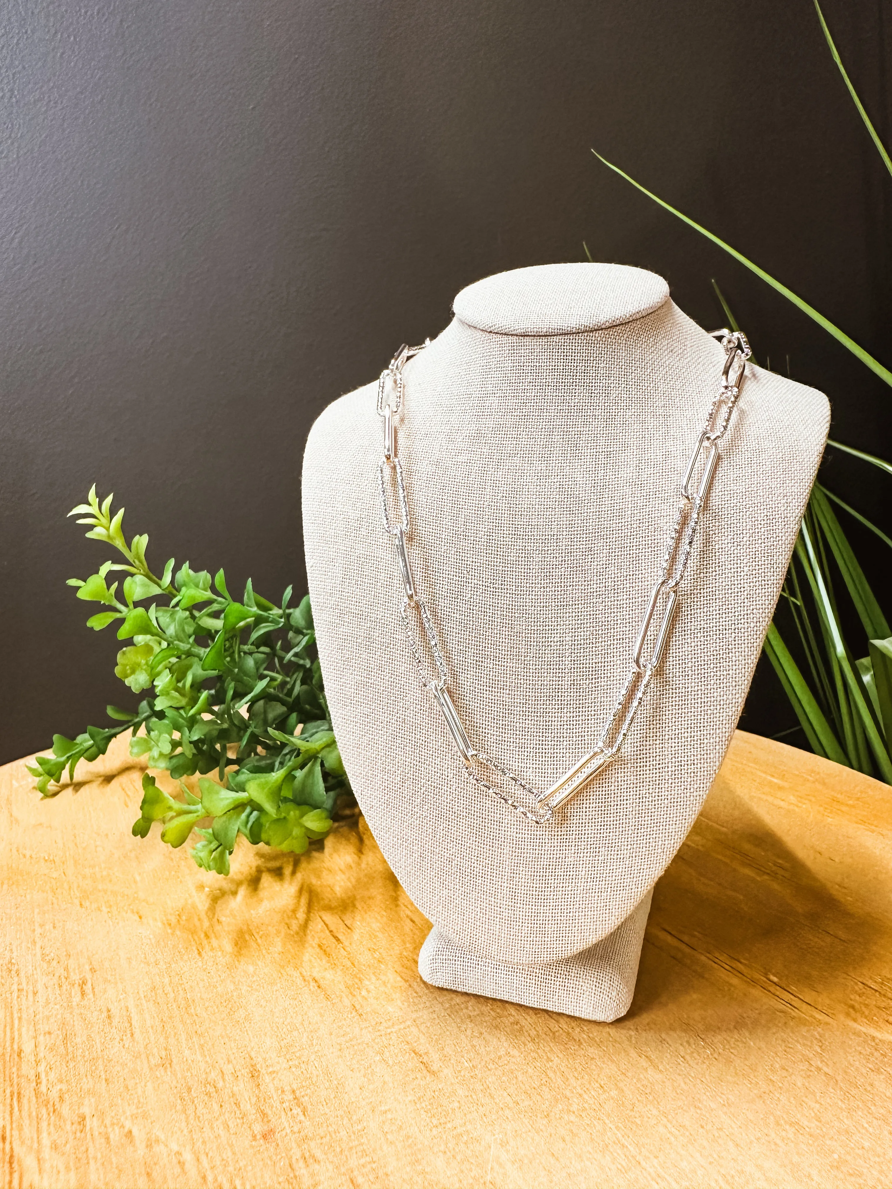 Paperclip Chain Hammered Simple Layering Necklace