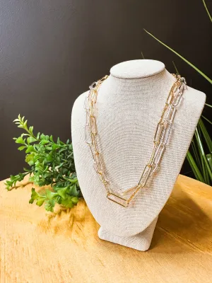 Paperclip Chain Hammered Simple Layering Necklace