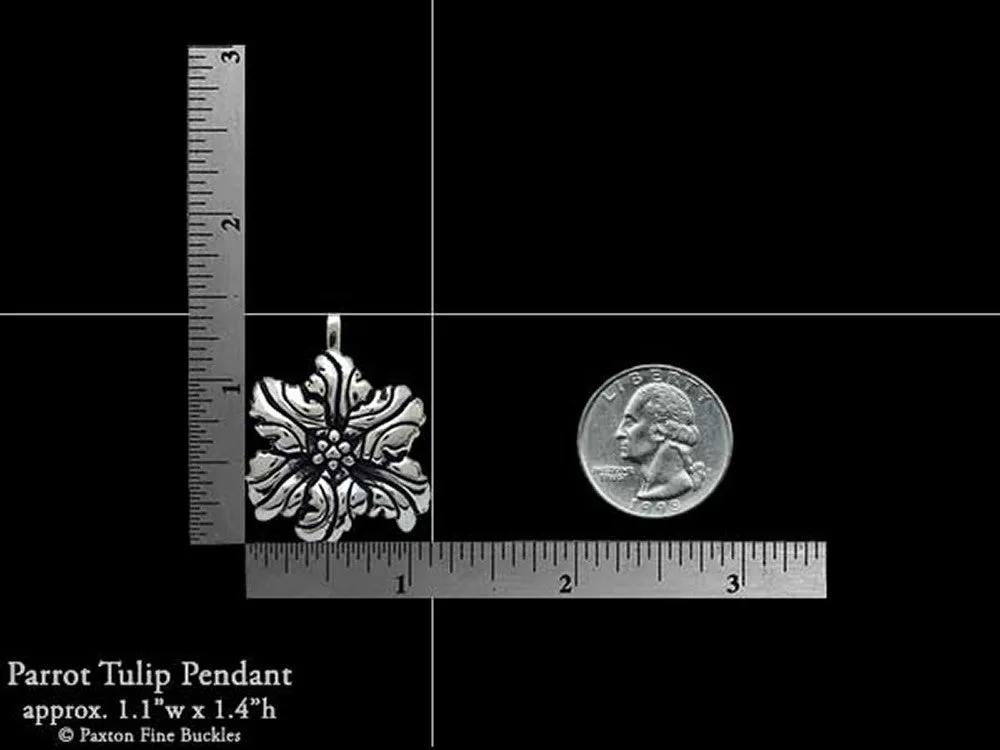 Parrot Tulip Flower Pendant Necklace Sterling Silver