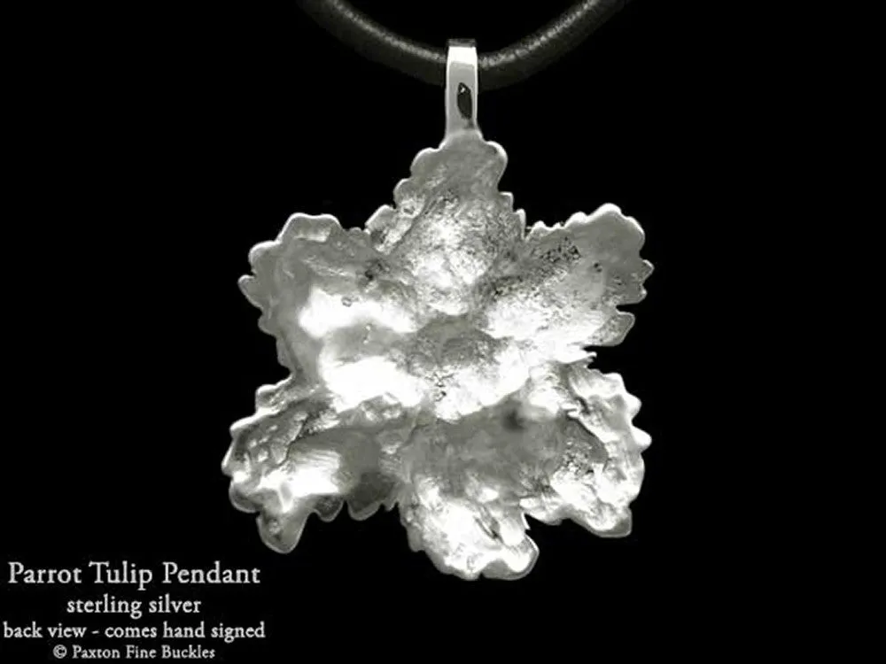 Parrot Tulip Flower Pendant Necklace Sterling Silver