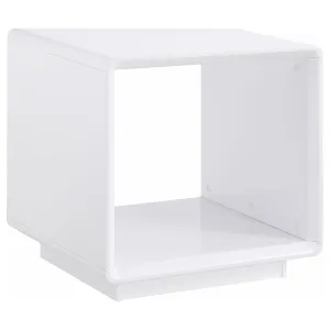 Paseo Square End Side Table White High Gloss