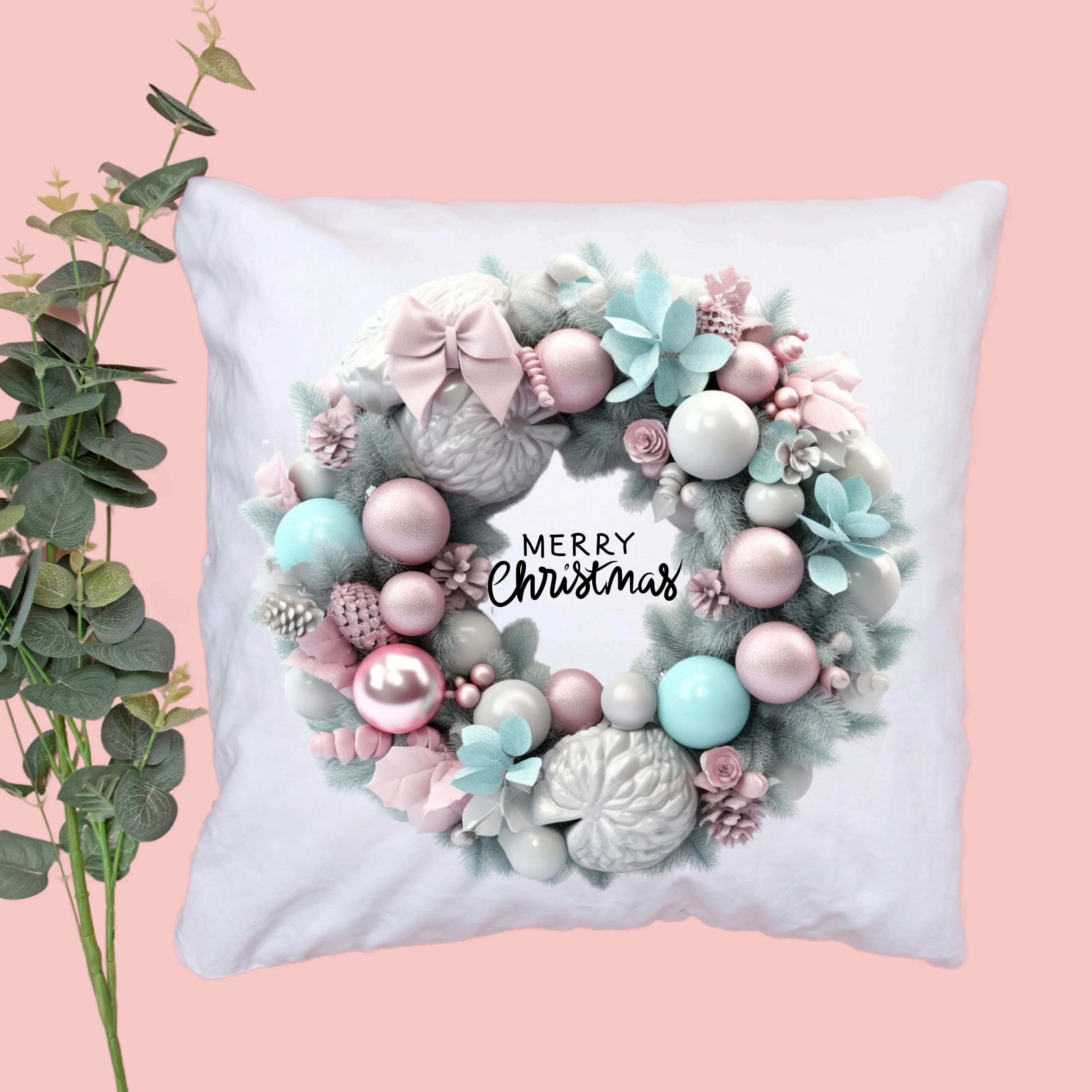 Pastel Christmas Wreaths Digital Art SETWRE001