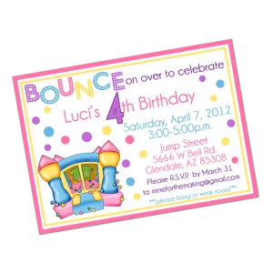 Pastel Colored Bounce House Digital Birthday Invitation
