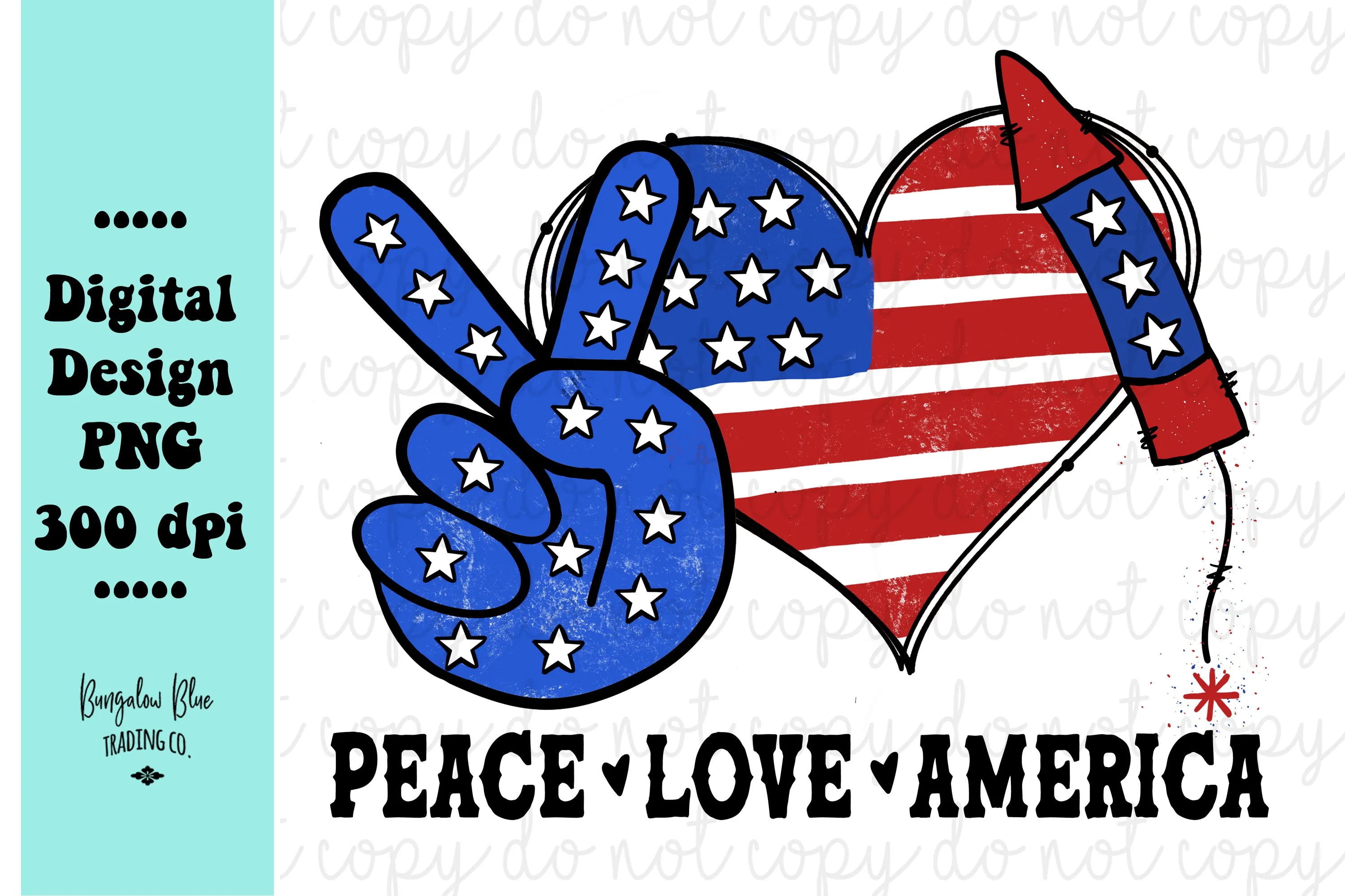 Peace Love America  4th of July Digital Download