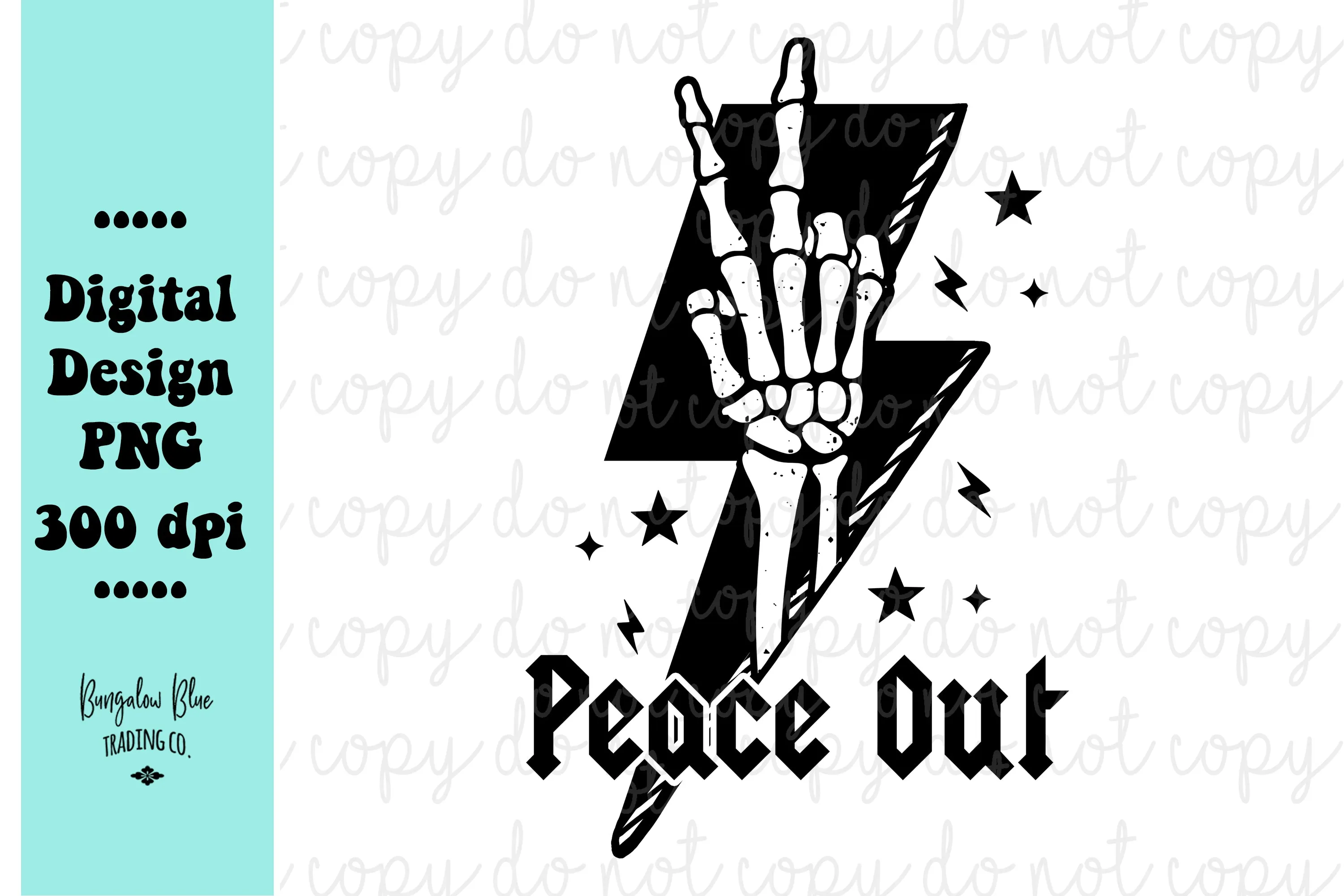 Peace Out Skellie Hand Lightening Digital Download