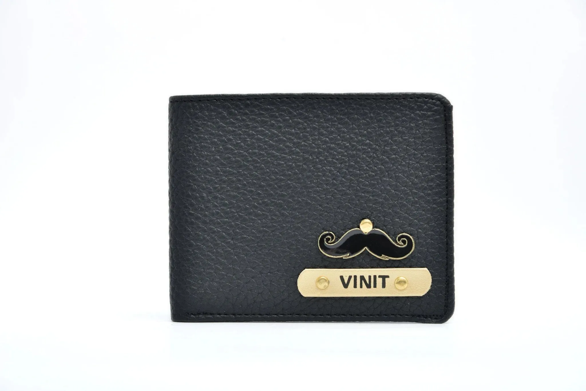 Personalised Genuine Leather Wallet   Pen & keychain Combo - Black