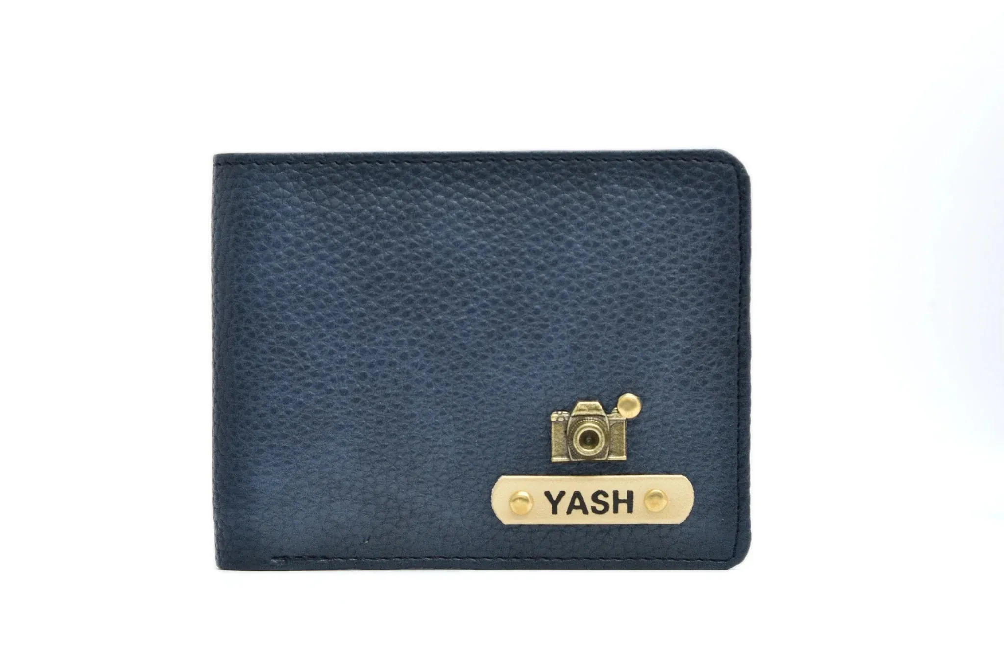 Personalised Genuine Leather Wallet   Pen & keychain Combo - Blue