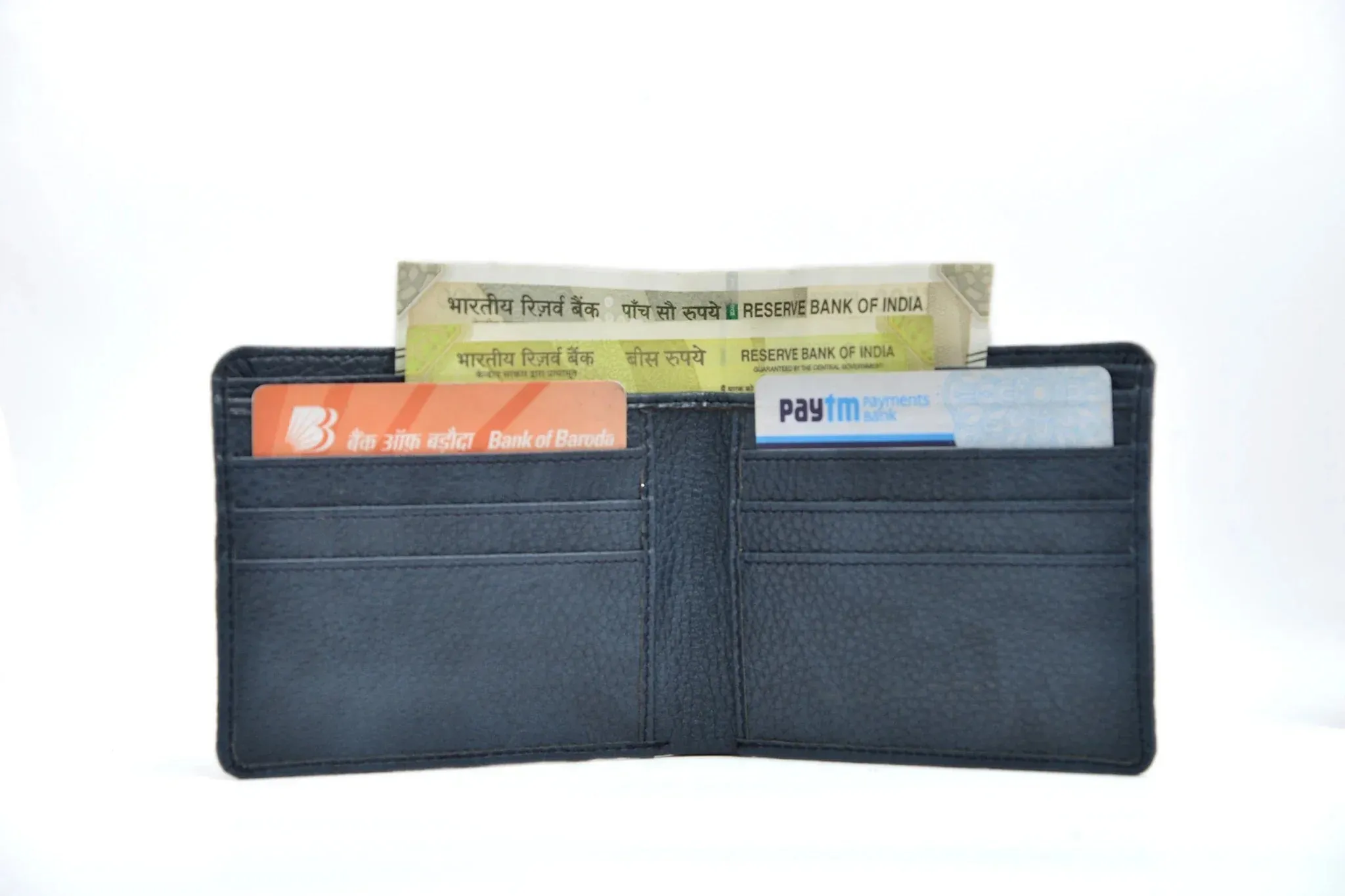 Personalised Genuine Leather Wallet   Pen & keychain Combo - Blue