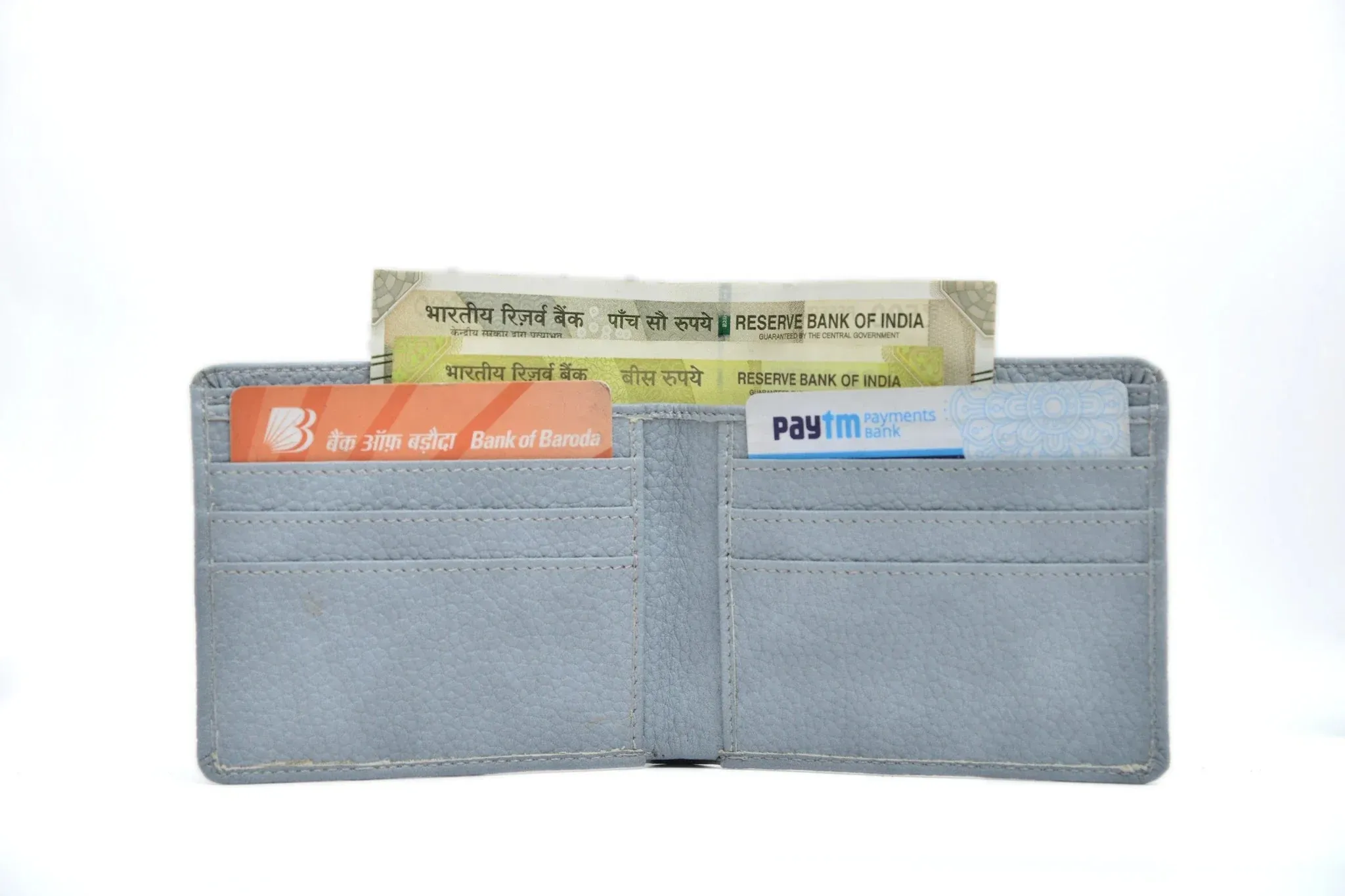 Personalised Genuine Leather Wallet   Pen & keychain Combo - Grey