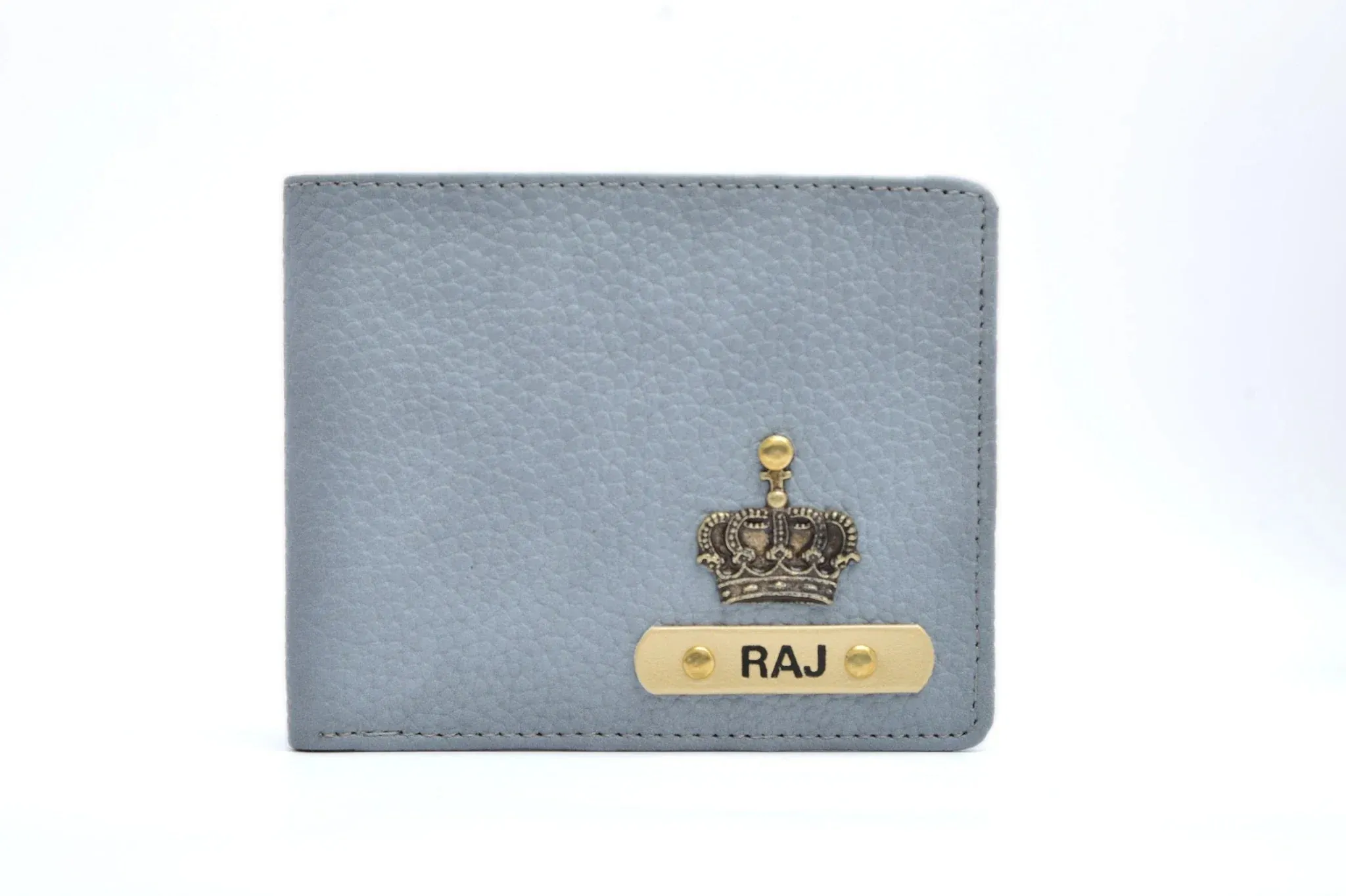 Personalised Genuine Leather Wallet   Pen & keychain Combo - Grey