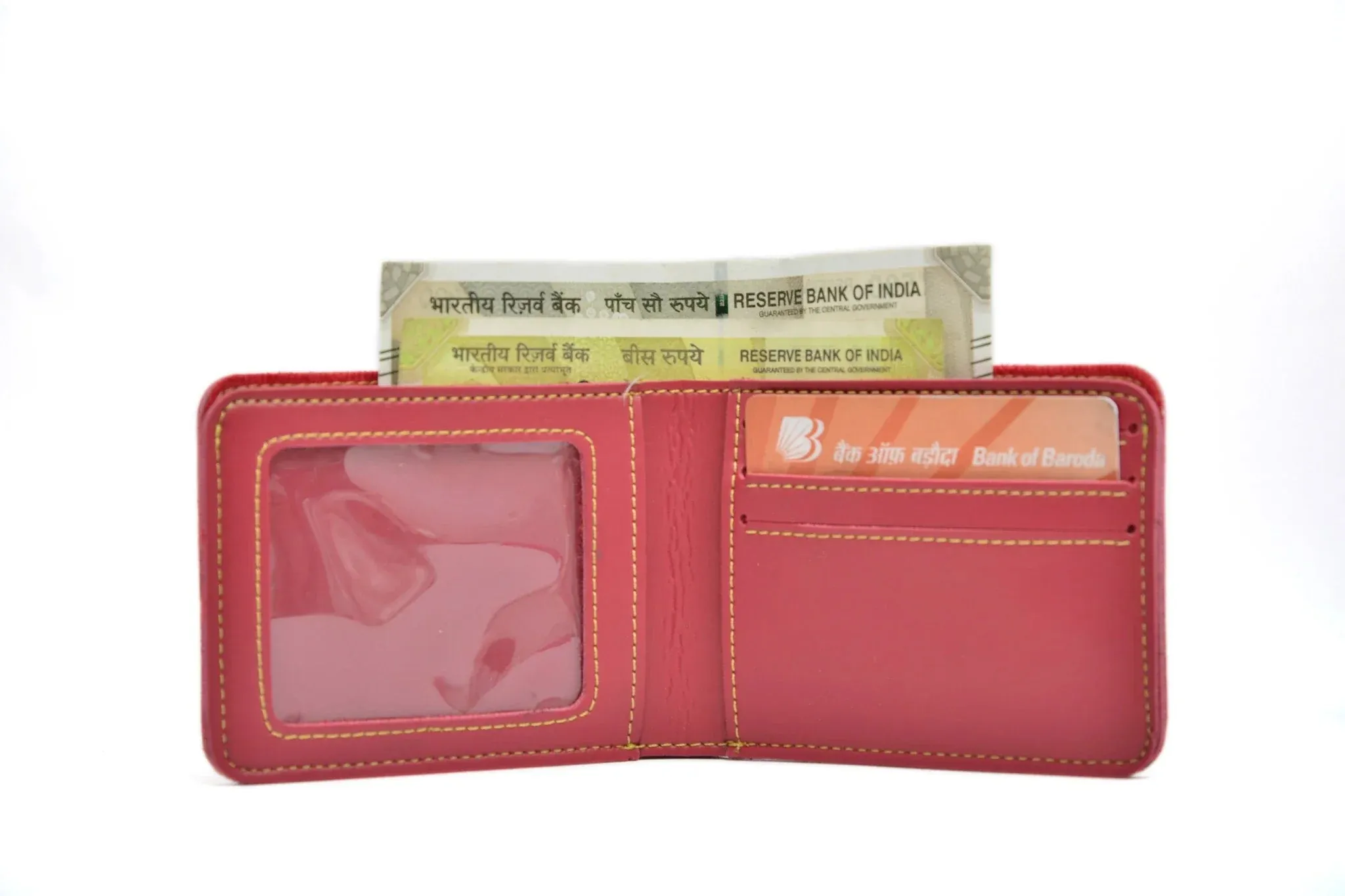 Personalised Leather Wallet   Pen & keychain Combo - Wine