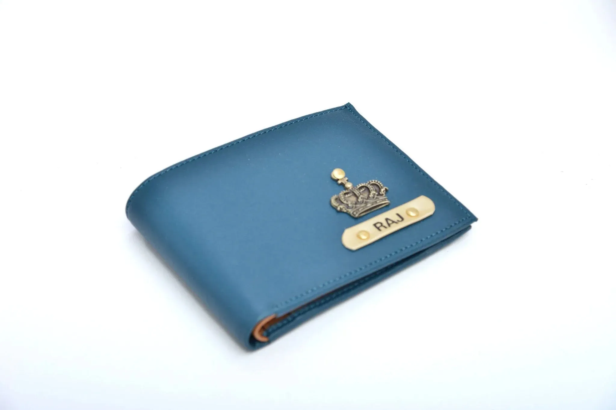 Personalised Premium Leather Wallet   Pen & keychain Combo - Royal Blue