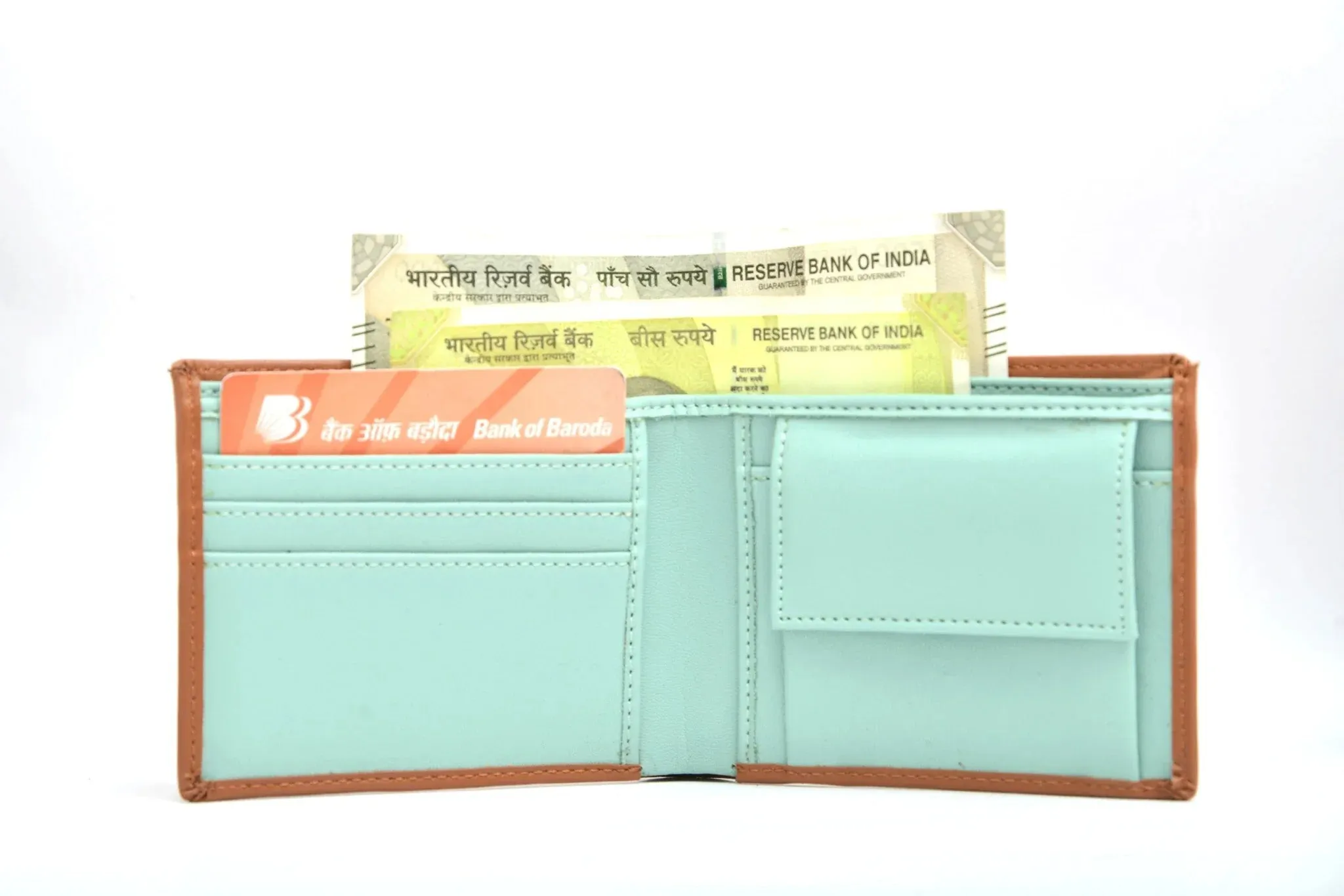 Personalised Premium Leather Wallet   Pen & keychain Combo - Tan