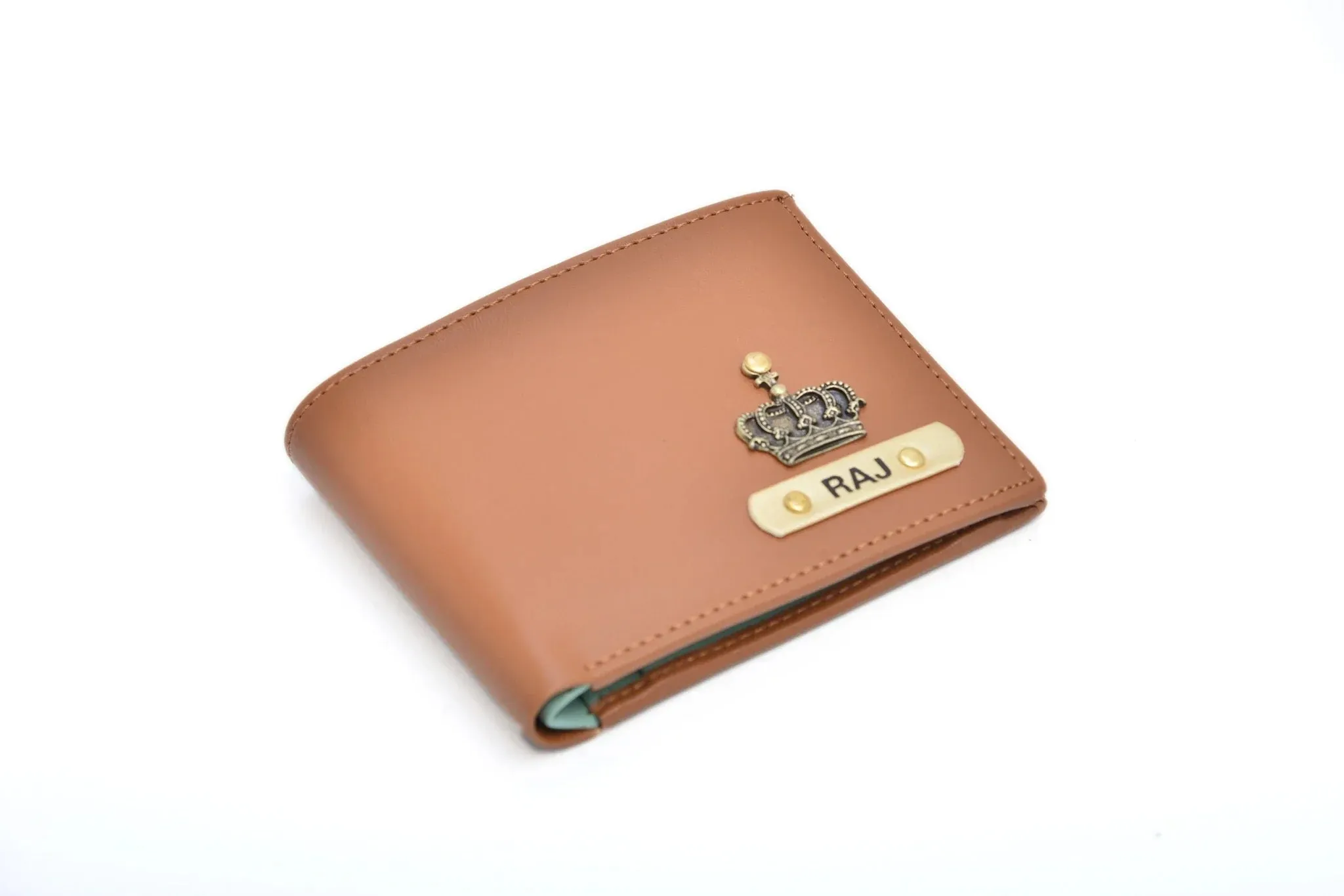 Personalised Premium Leather Wallet   Pen & keychain Combo - Tan